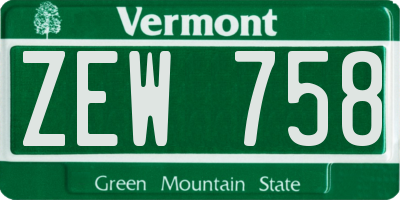VT license plate ZEW758