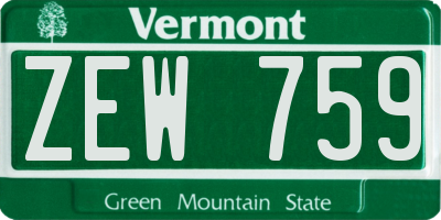 VT license plate ZEW759