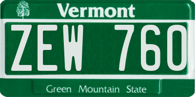 VT license plate ZEW760