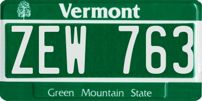 VT license plate ZEW763