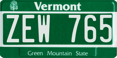VT license plate ZEW765
