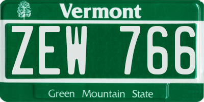 VT license plate ZEW766