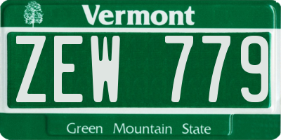VT license plate ZEW779