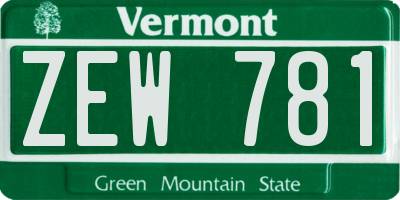 VT license plate ZEW781