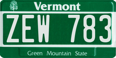 VT license plate ZEW783