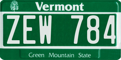 VT license plate ZEW784