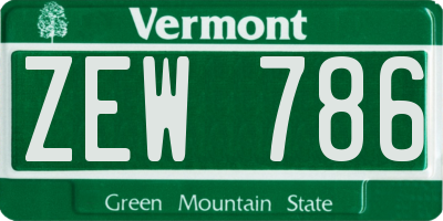 VT license plate ZEW786