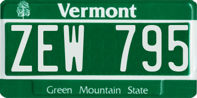VT license plate ZEW795