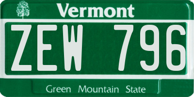 VT license plate ZEW796