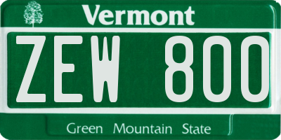 VT license plate ZEW800