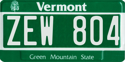 VT license plate ZEW804