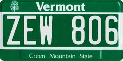 VT license plate ZEW806