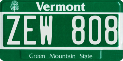 VT license plate ZEW808