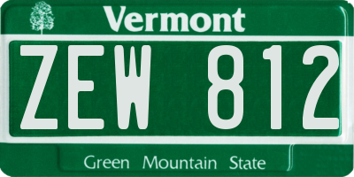 VT license plate ZEW812