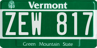 VT license plate ZEW817