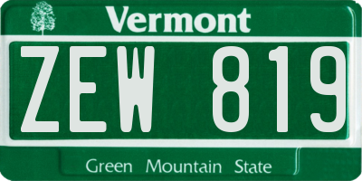 VT license plate ZEW819