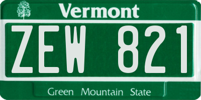 VT license plate ZEW821