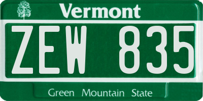 VT license plate ZEW835