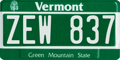 VT license plate ZEW837