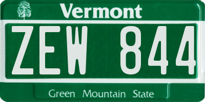 VT license plate ZEW844