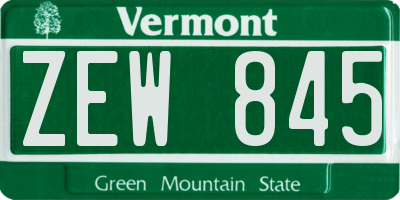 VT license plate ZEW845