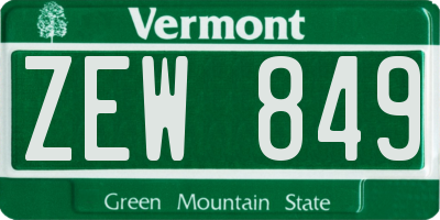 VT license plate ZEW849