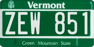 VT license plate ZEW851