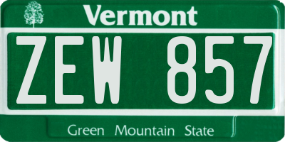 VT license plate ZEW857