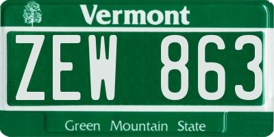 VT license plate ZEW863