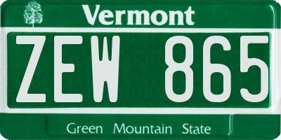 VT license plate ZEW865
