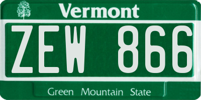 VT license plate ZEW866
