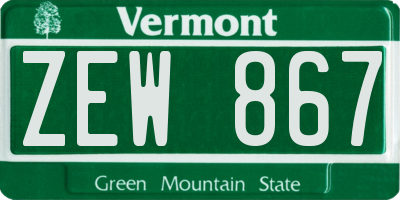 VT license plate ZEW867