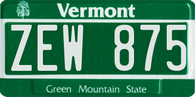VT license plate ZEW875