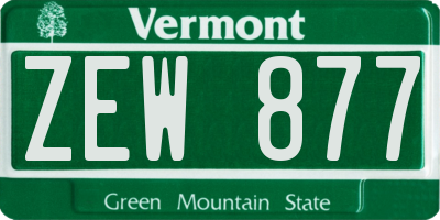 VT license plate ZEW877