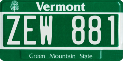 VT license plate ZEW881