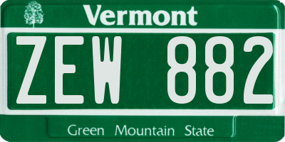 VT license plate ZEW882