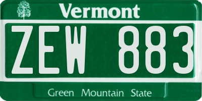 VT license plate ZEW883