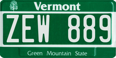 VT license plate ZEW889