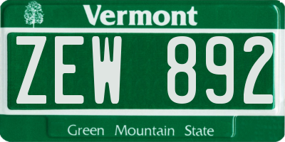 VT license plate ZEW892
