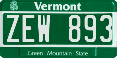 VT license plate ZEW893