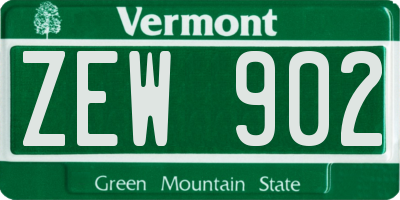 VT license plate ZEW902