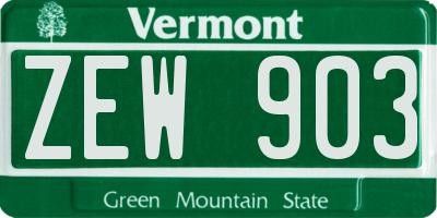 VT license plate ZEW903