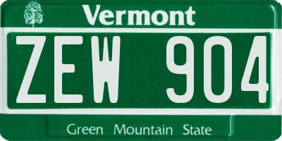 VT license plate ZEW904