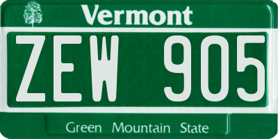 VT license plate ZEW905