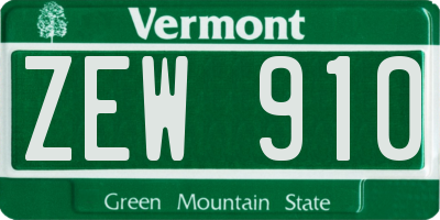 VT license plate ZEW910