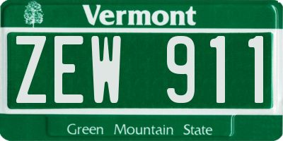 VT license plate ZEW911