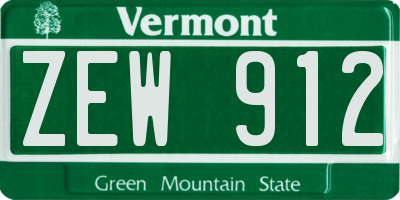 VT license plate ZEW912