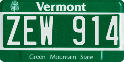 VT license plate ZEW914