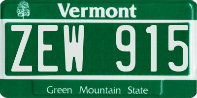 VT license plate ZEW915