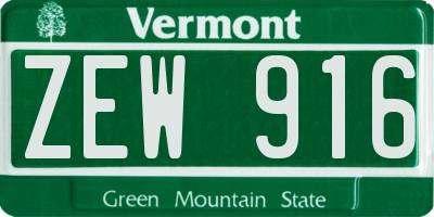 VT license plate ZEW916